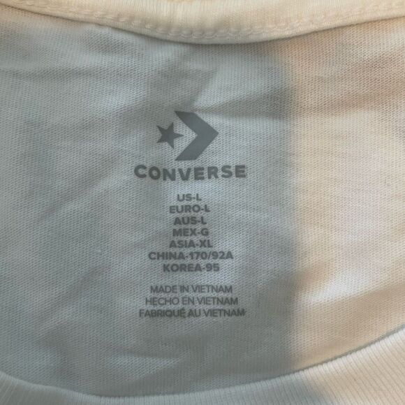 Converse Green High Tops Graphic Tee White Green Knit Short Sleeve L - Picture 4 of 5